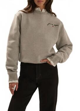 NEW FAVORITE DAUGHTER cropped signature sweatshirt in heather gray